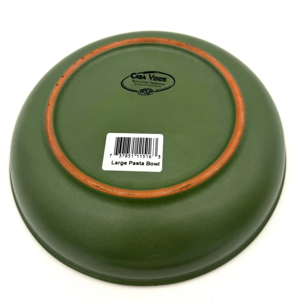 Williams Sonoma Casa Verde‎ Large Pasta Bowl Green Terra Cotta Portugal 10.75